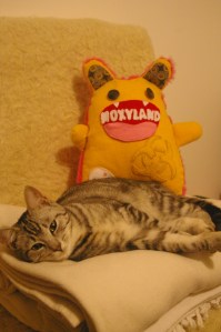 Glinka with Lauren Beukes's Moxyland toy